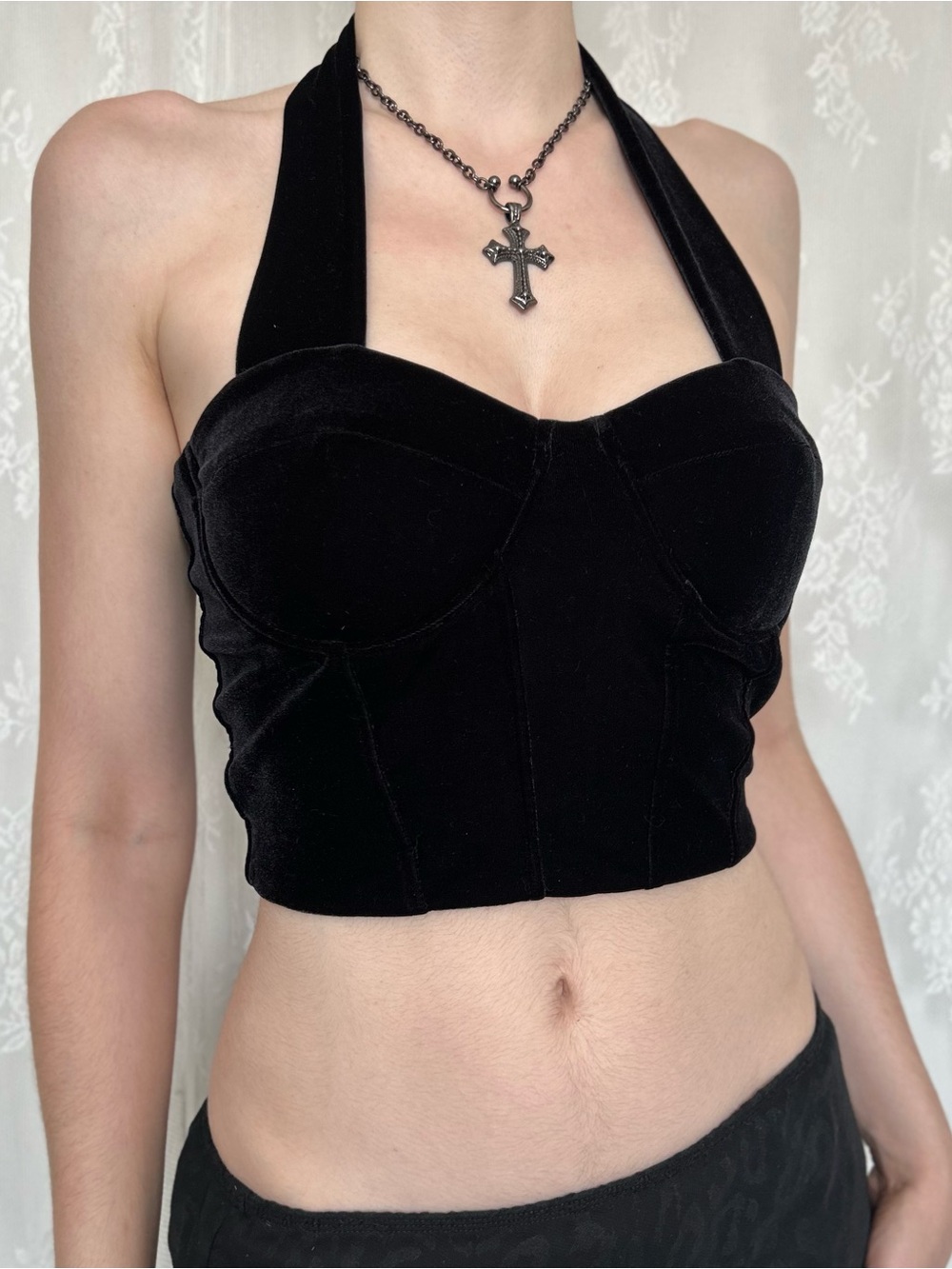 Vintage Vamp Black Velvet Tank Top